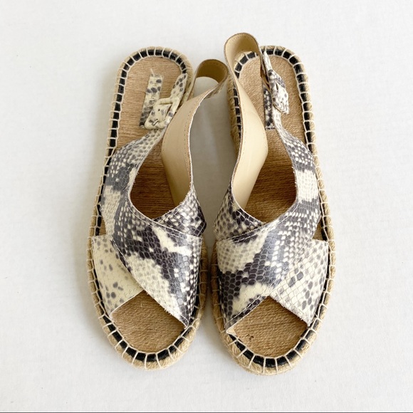 Pour La Victoire Snake Embossed Olivia Espadrilles Flat Sandals 8.5 - Picture 6 of 14